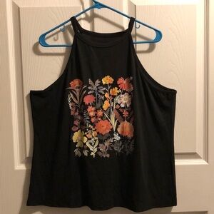 XL Black flower halter top